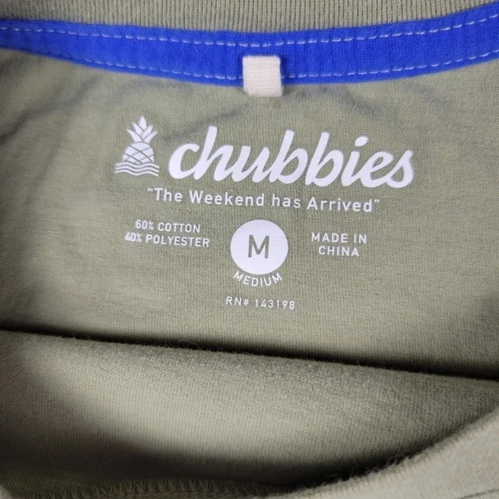 Chubbies T Shirt Lot 2 Mens Medium Blue Pocket Tee Green Graphic Beach Tee